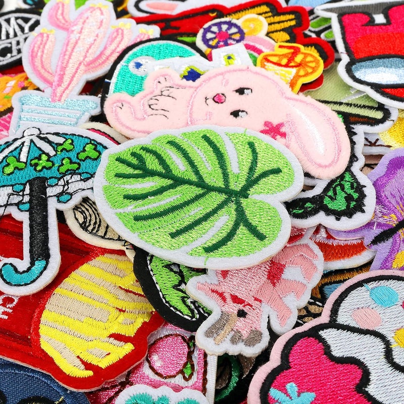 NICEVINYL Iron on Patches for Clothing: 100Pcs Random Assorted Styles Funny Patch Repair Embroidered Appliques for Clothes Sew on/Iron on Jackets Backpacks Hat Dress Fabric for DIY Accessories - Image 2